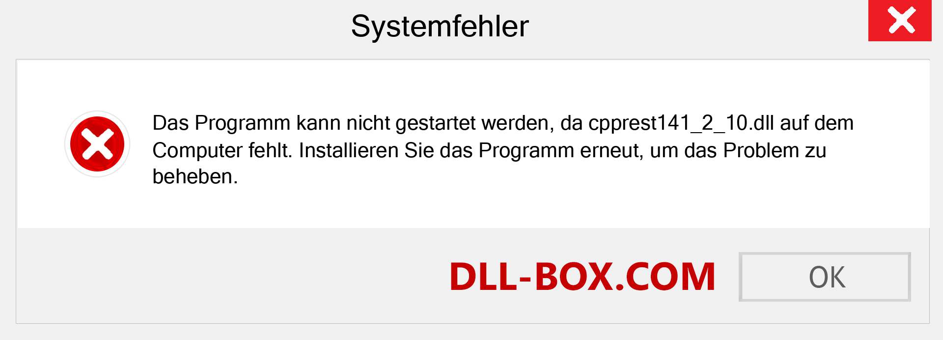 cpprest141_2_10.dll-Datei fehlt?. Download für Windows 7, 8, 10 - Fix cpprest141_2_10 dll Missing Error unter Windows, Fotos, Bildern